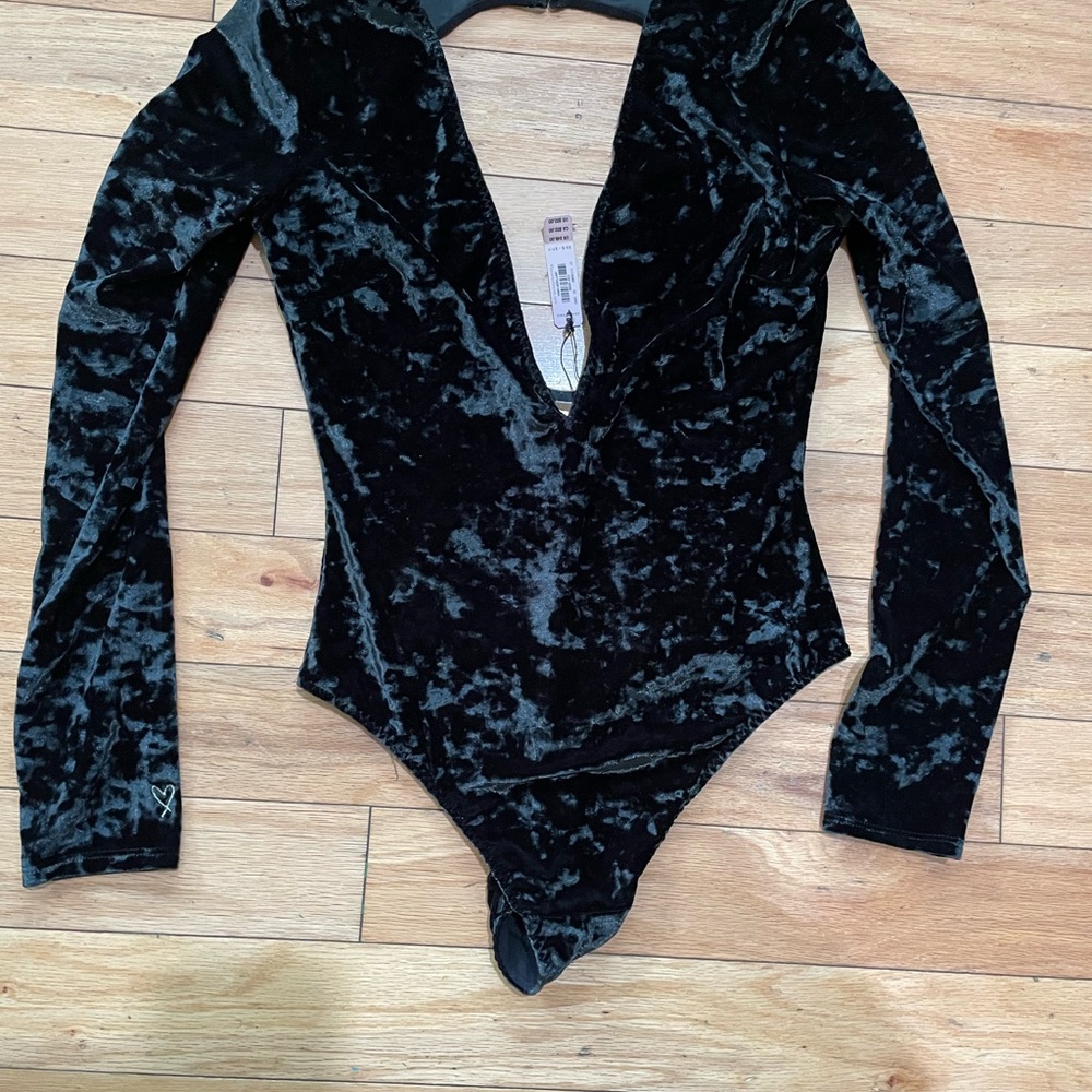 Victoria's Secret Black Velvet Bodysuit